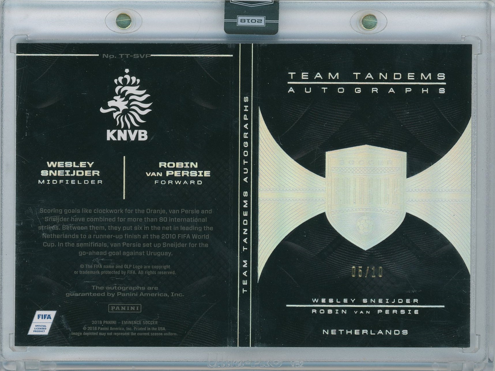 2018/19 Panini Soccer Eminince # TT-SVP Sneijder/van Persie 05/10 Team Tandem Auto on card