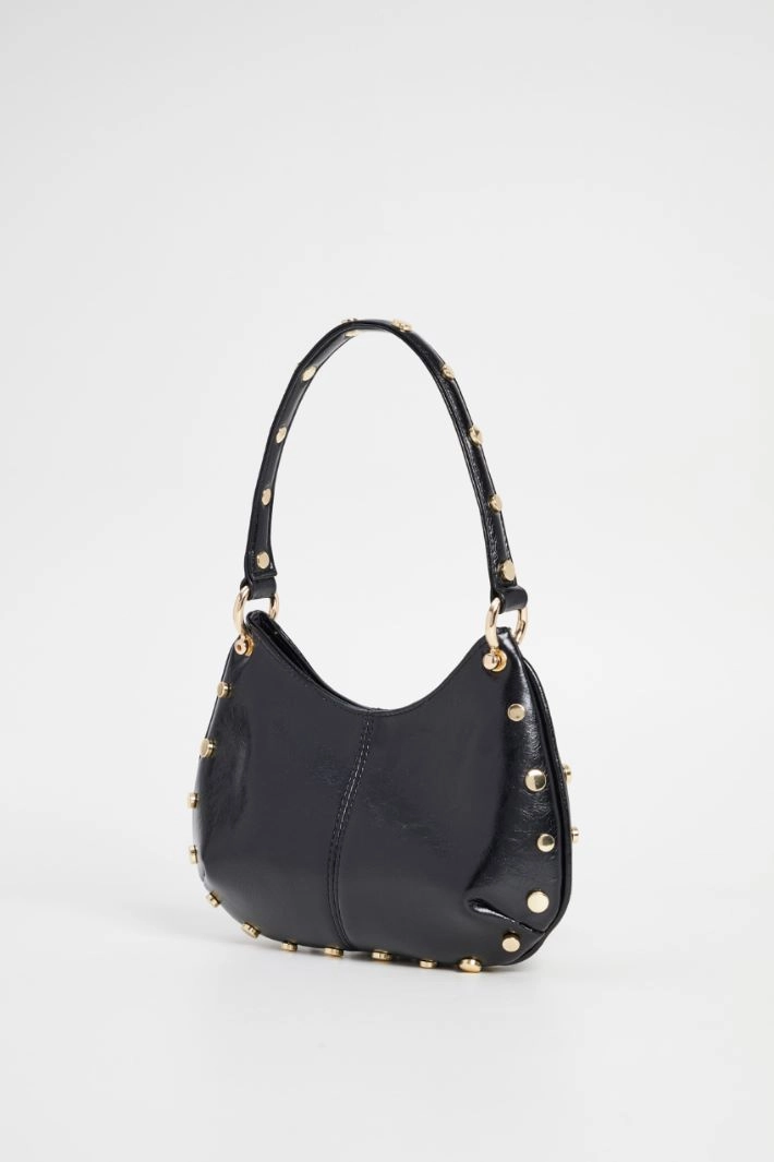 Half-moon bag with studs - BLACK