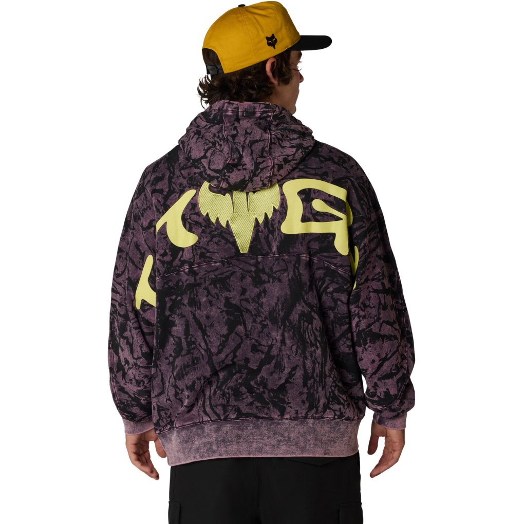FOX Image Print Fleece Hoodie Men - plum perfect