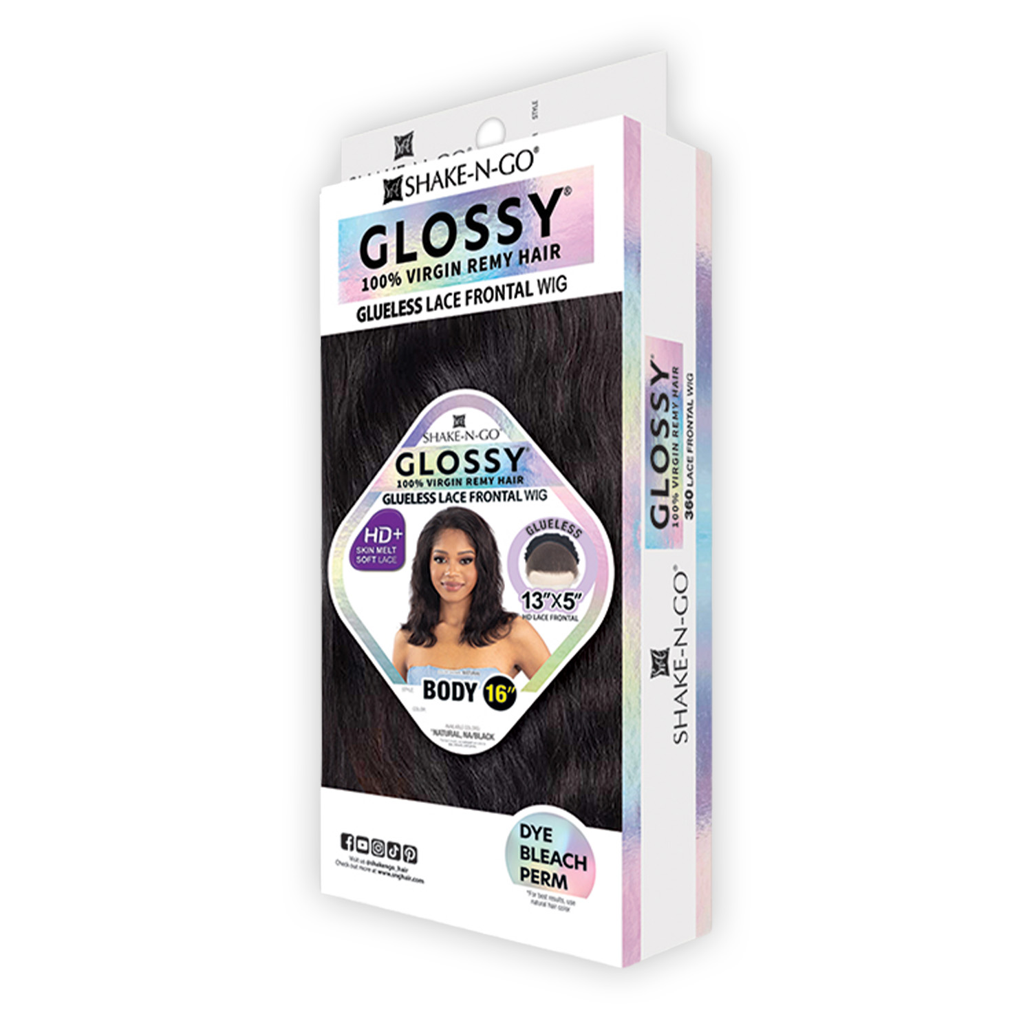 Shake-N-Go Virgin Remy Human Hair 360 HD Soft Lace Frontal Wig Glossy Glueless 13X5 Body 16