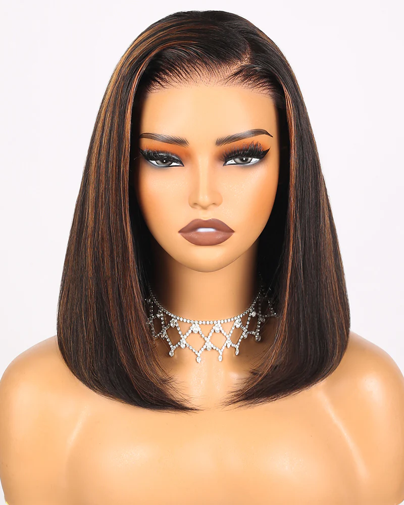$356 = 3 WIGS | 12inch 6x6 Lace Straight Auburn Highlights On Black Hair Plus 12inch 6x5 Glueless Straight Auburn Highlights On Black Hair Plus 18inch 4x4 Lace Deep Wave Natural Black