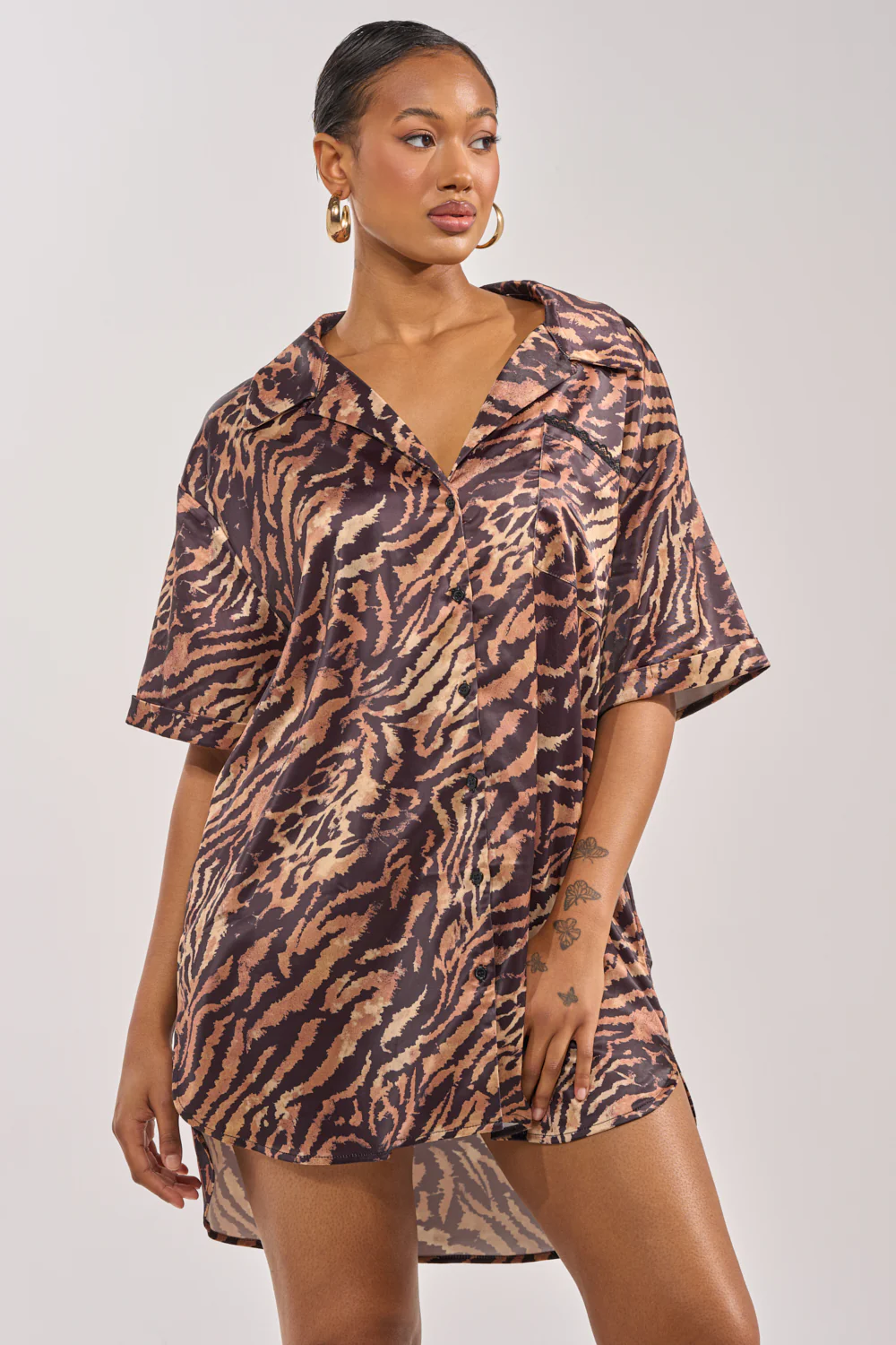 Don'T Make A Sound Printed Mini Dress In Tiger