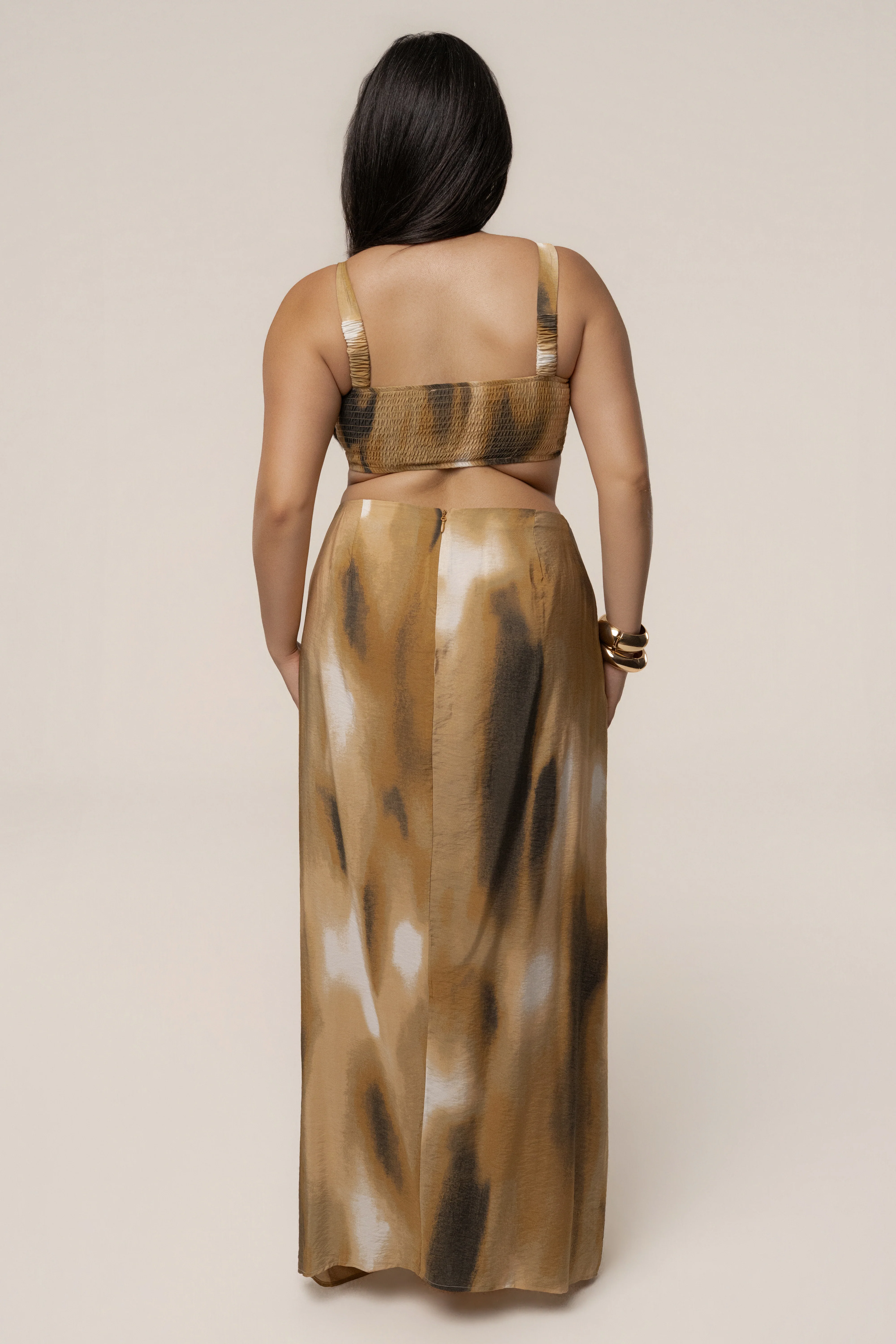 Brown Flowing Elegance Maxi Skirt