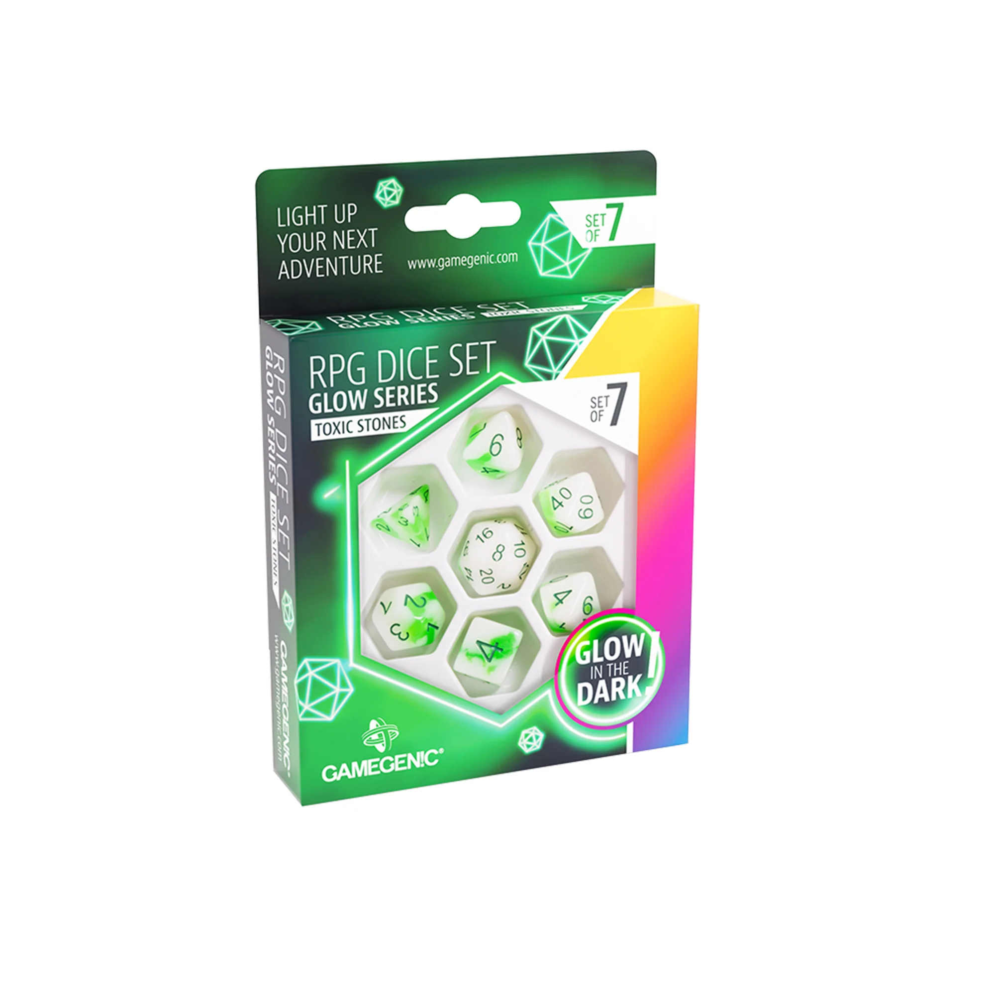 Glow Series - Toxic Stones  - RPG Dice Set (7 pcs)