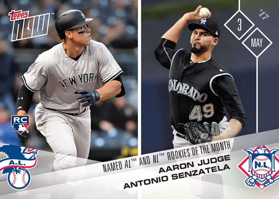 Aaron Judge/Antonio Senzatela (RC) - 5/4/2017 MLB TOPPS NOW® Card 108 - Print Run: 618