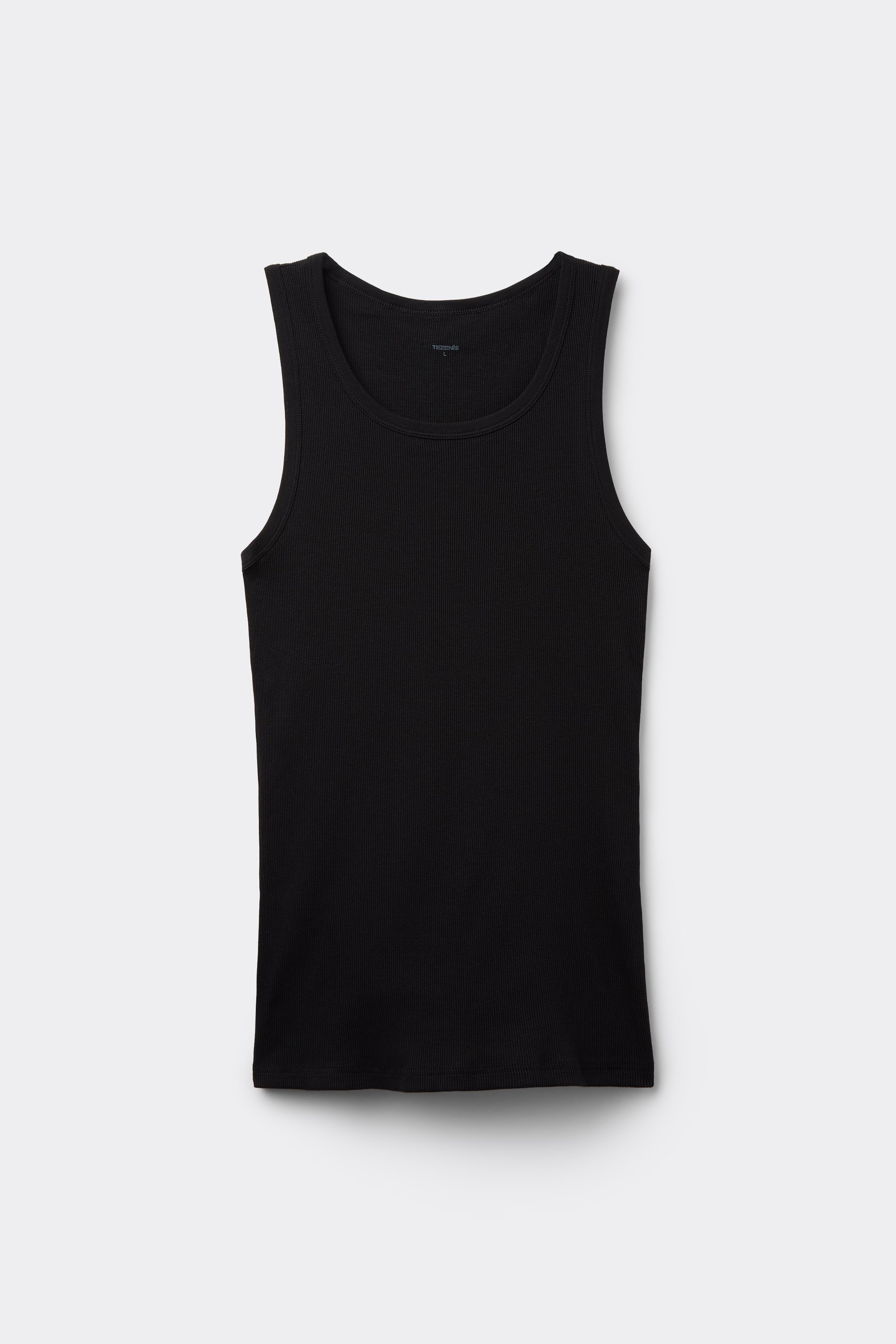 Men's Cotton Ribbed Tank Top with Wide Shoulder Straps