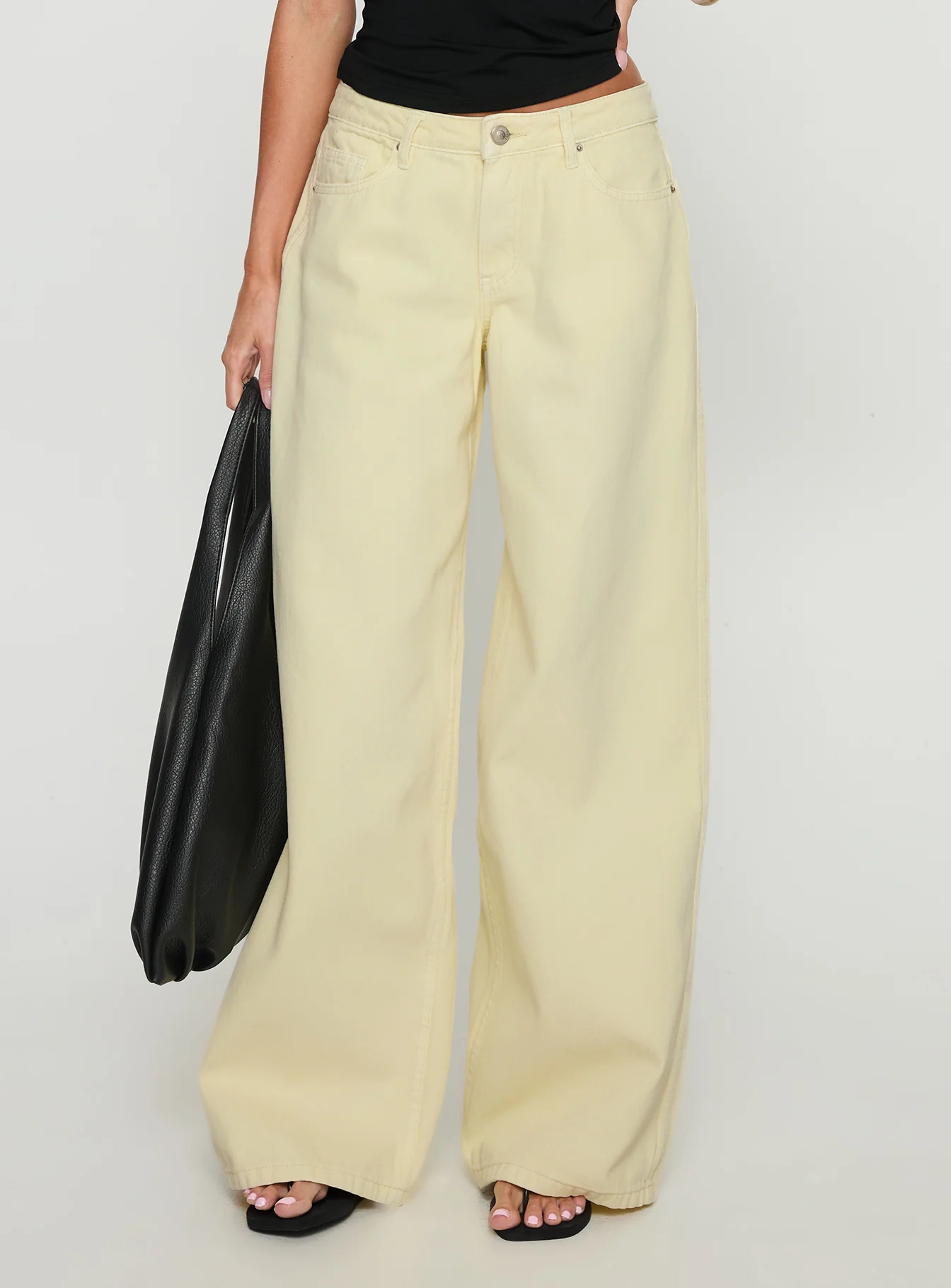 Ramos Low Rise Wide Leg Denim Jeans Butter Lemon
