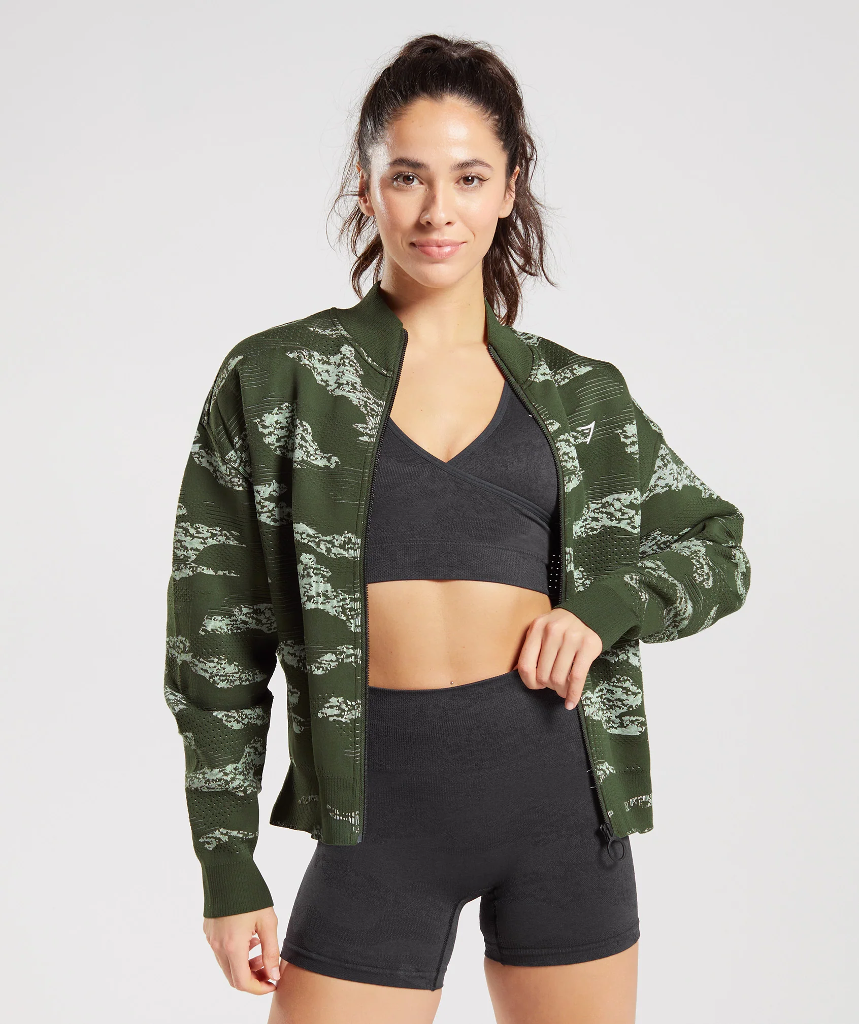 Adapt Camo Seamless Track Jacket Moss Olive/Aloe Green