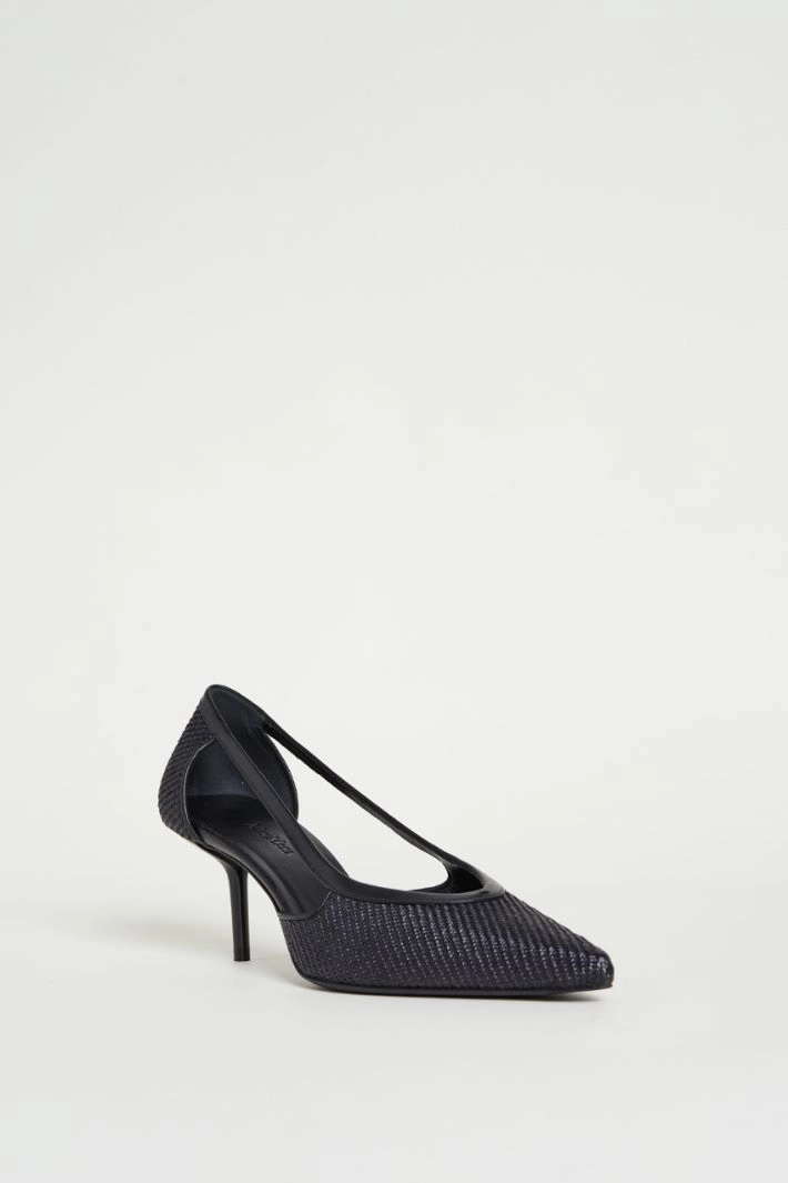 Raffia-effect pumps - BLACK