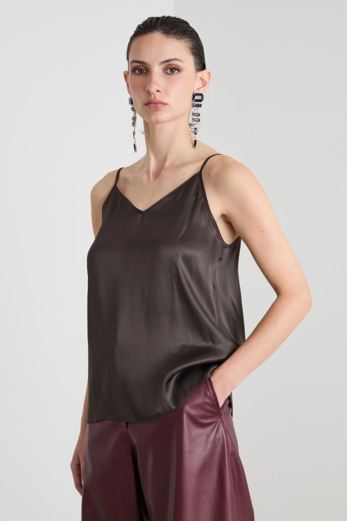 Lingerie satin top - BROWN