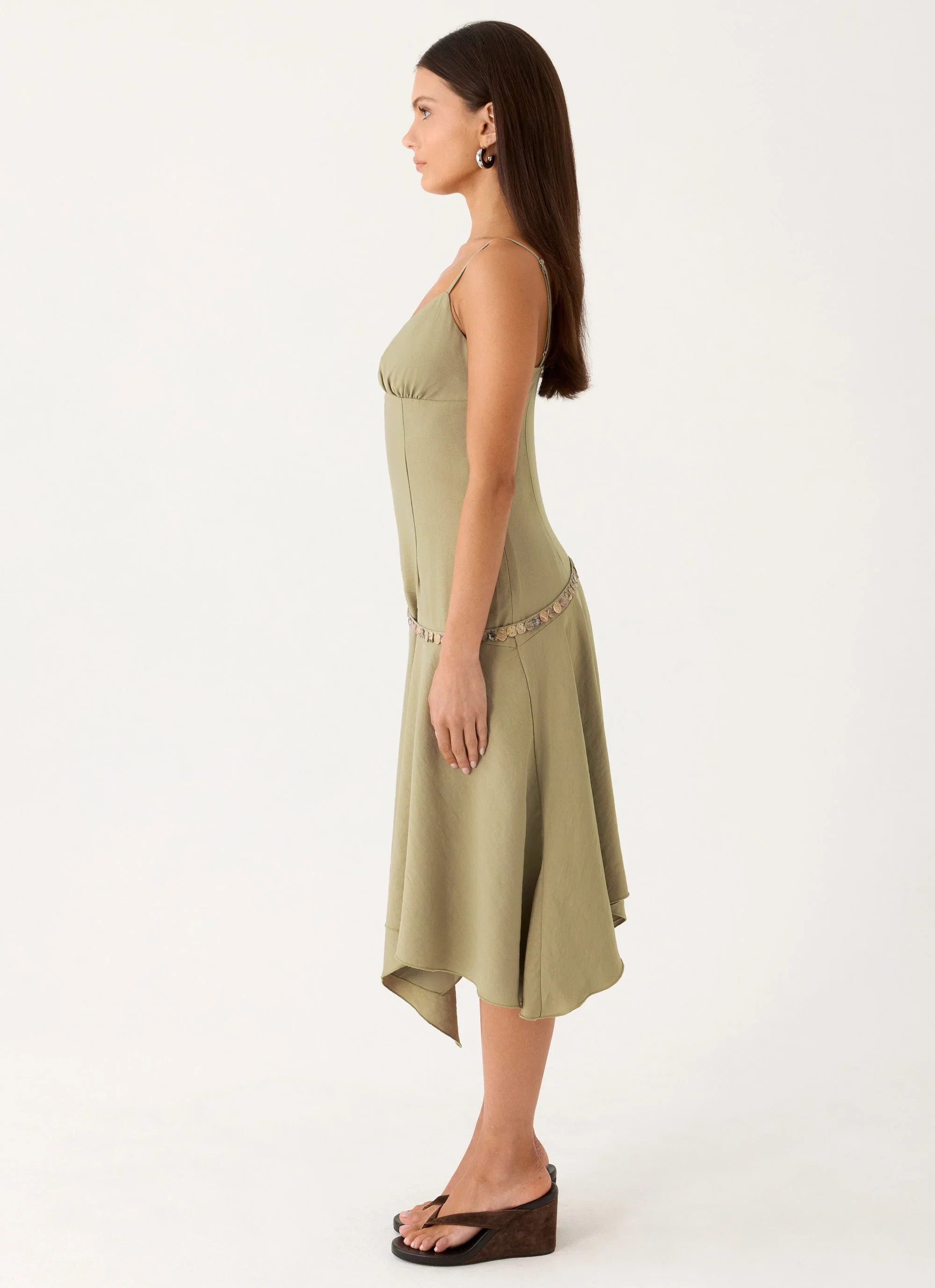 Lazure Midi Dress - Pale Olive