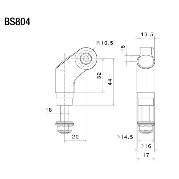 Rizoma Rearview Mirror Holder BS804B Mirror Adapter - BlackRef: rz0872 / bs804b