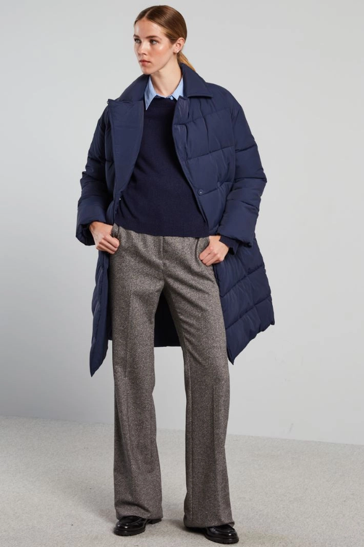 Long belted padded coat - NIGHT BLUE