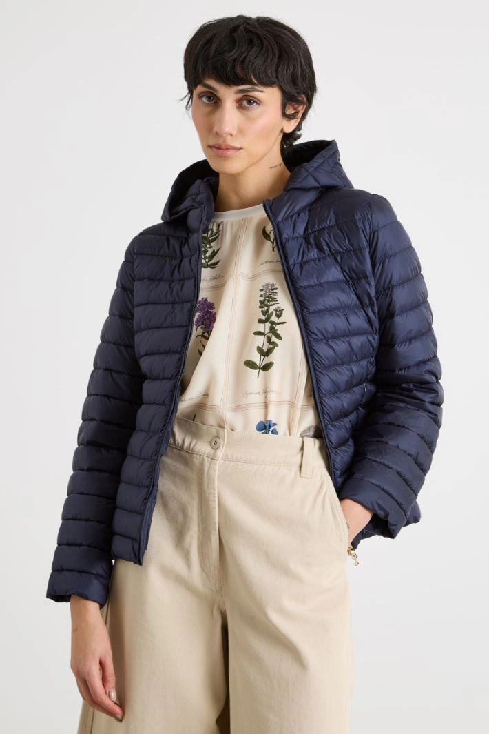 Short hooded padded jacket - BLUE