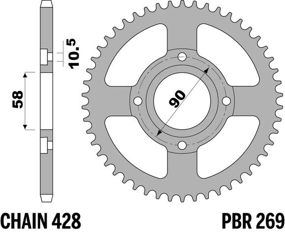 PBR steel C45 standard 269 - 428 SprocketRef: Pbr01414A / 1075254010