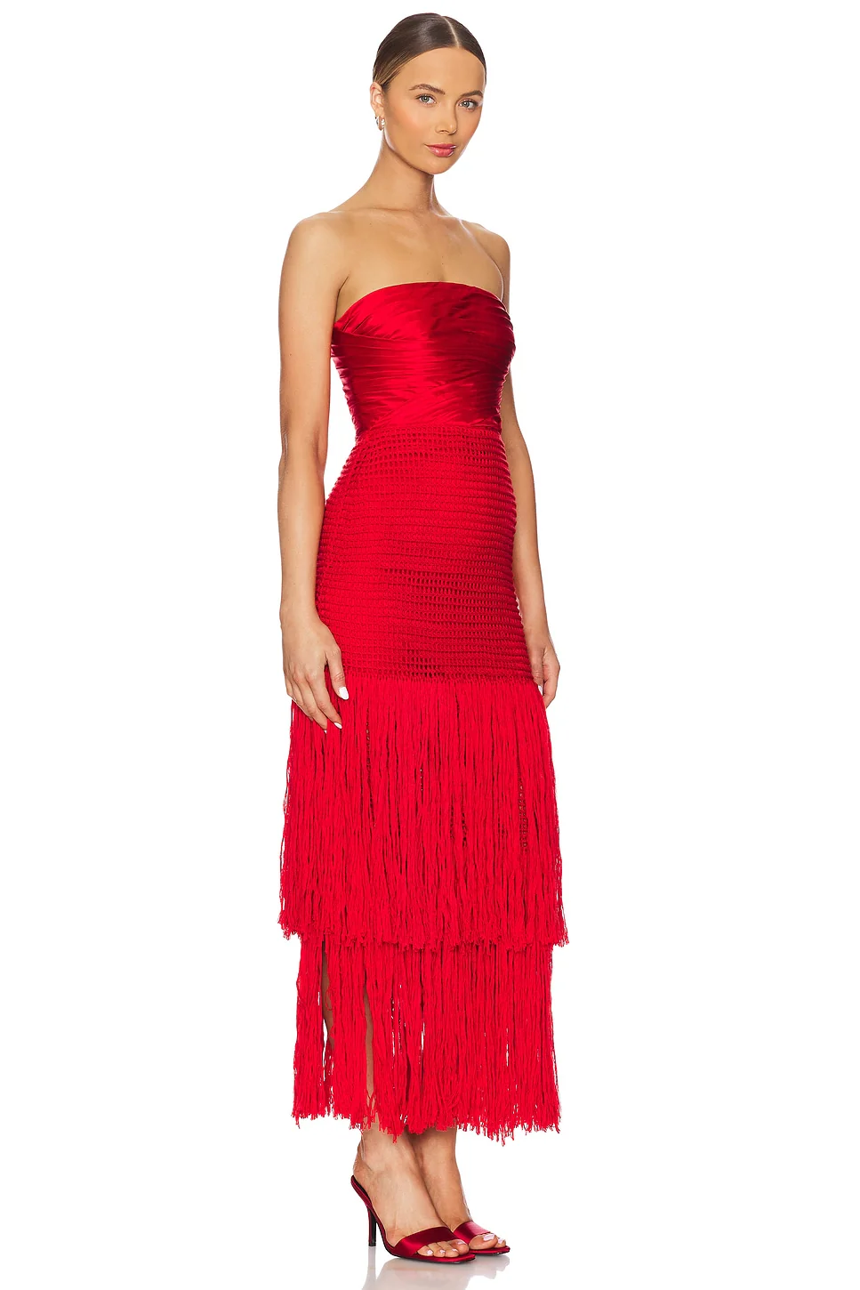 Draped Bustier Dress With Crochet