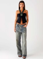 Boheme Breeze Halter Top - Black