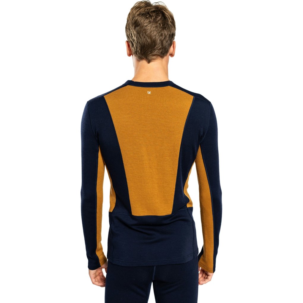 Ulvang Peak Map Crew Longsleeve Baselayer Men - Navy Blue/Cathay Spice
