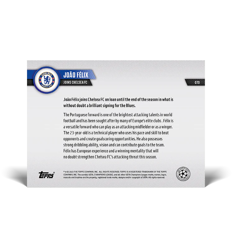 Topps UK - Joins Chelsea FC - UCL TOPPS NOW® Card #70