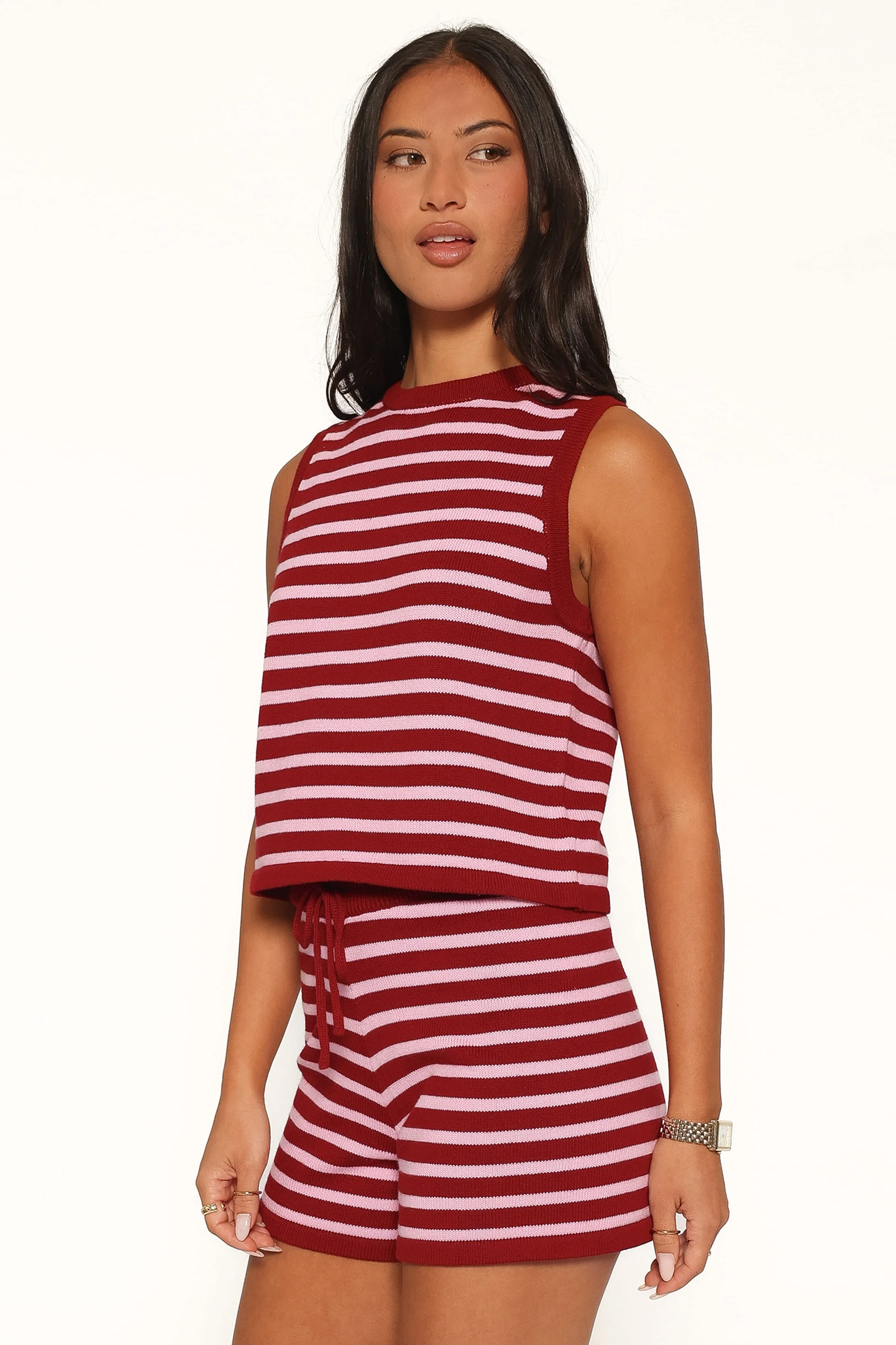 Ilona Knit Set - Burg/Pink Stripe