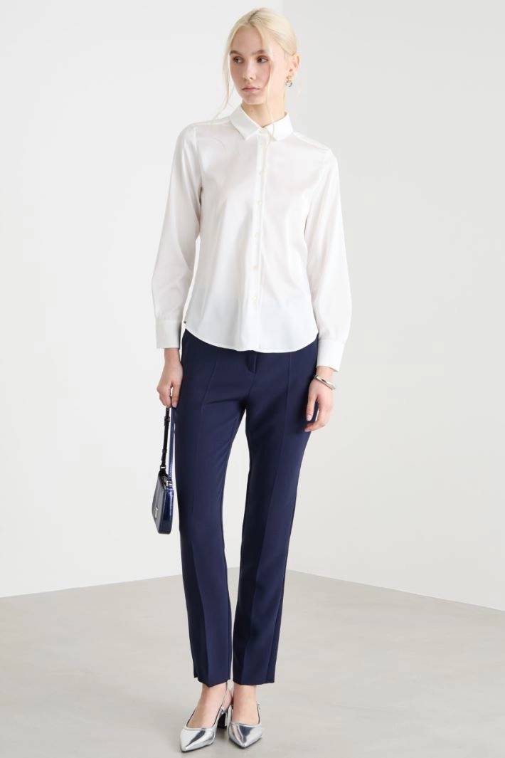 Lightweight stretch satin blouse - WHITE