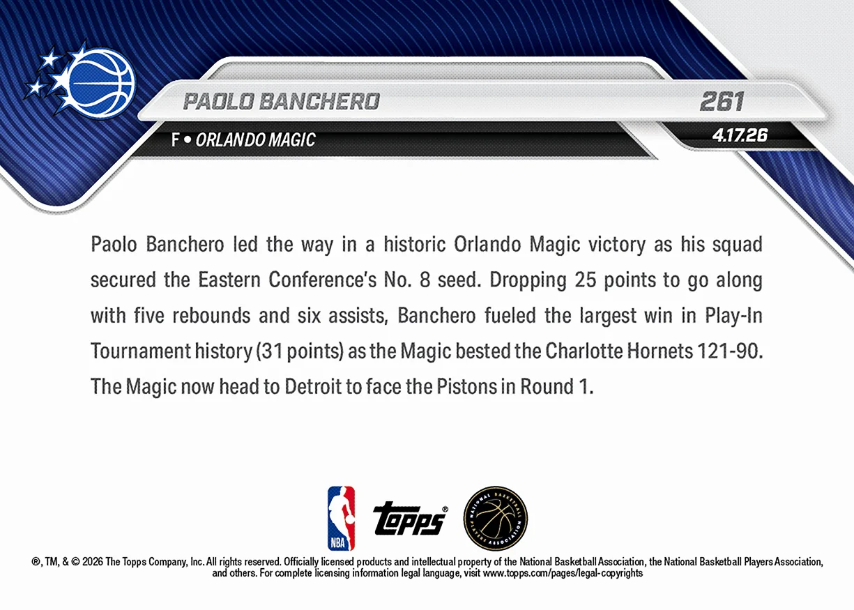 Paolo Banchero - 2025-26 NBA Topps NOW® - Card 261
