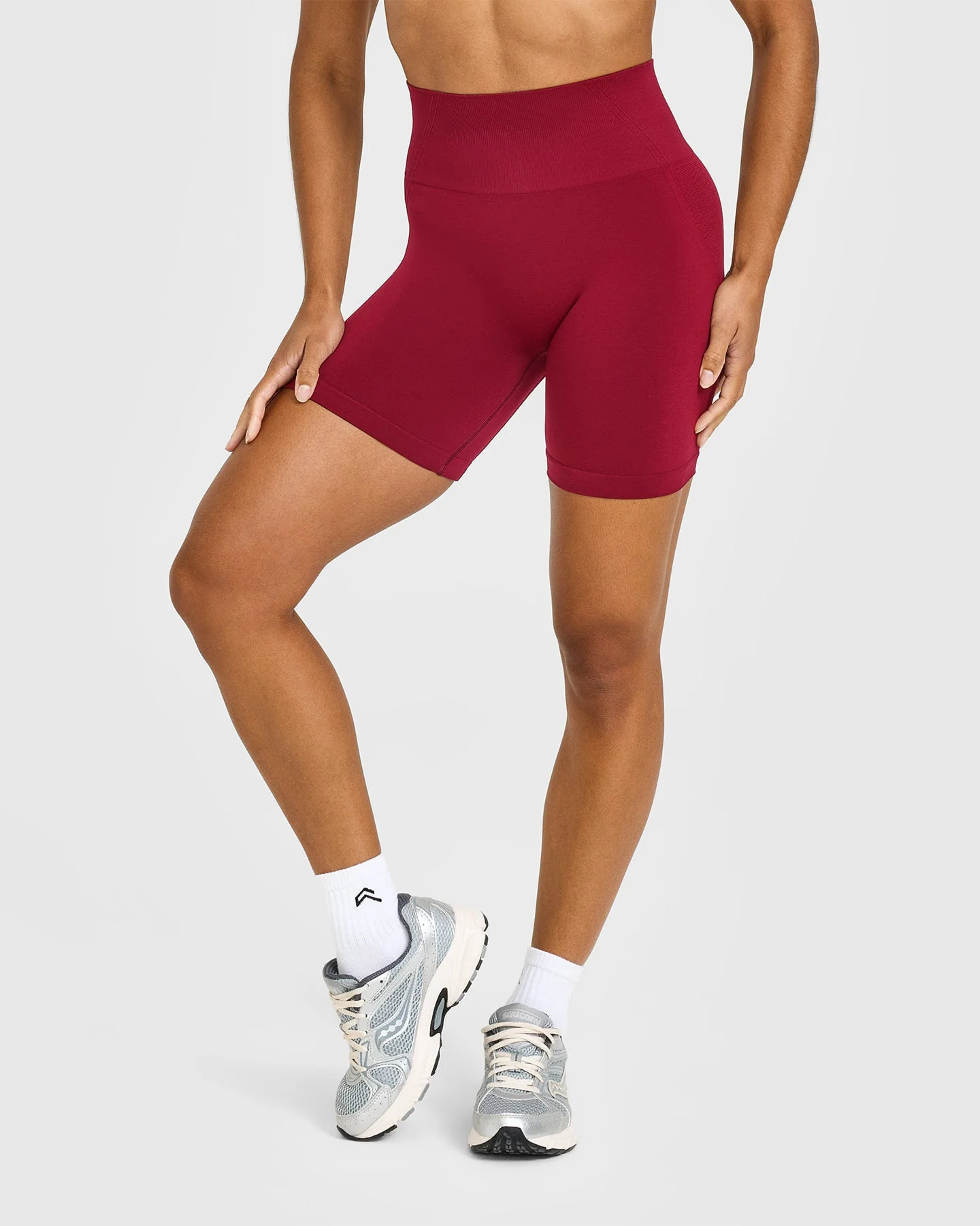 EffortlessLift™ Seamless Shorts with White Logo | Claret Red