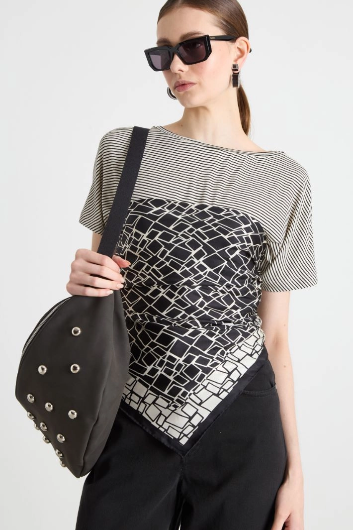 Silk scarf - BLACK WHITE