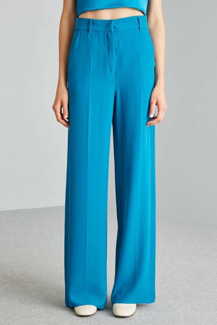 Stretch cady trousers - TURQUOISE