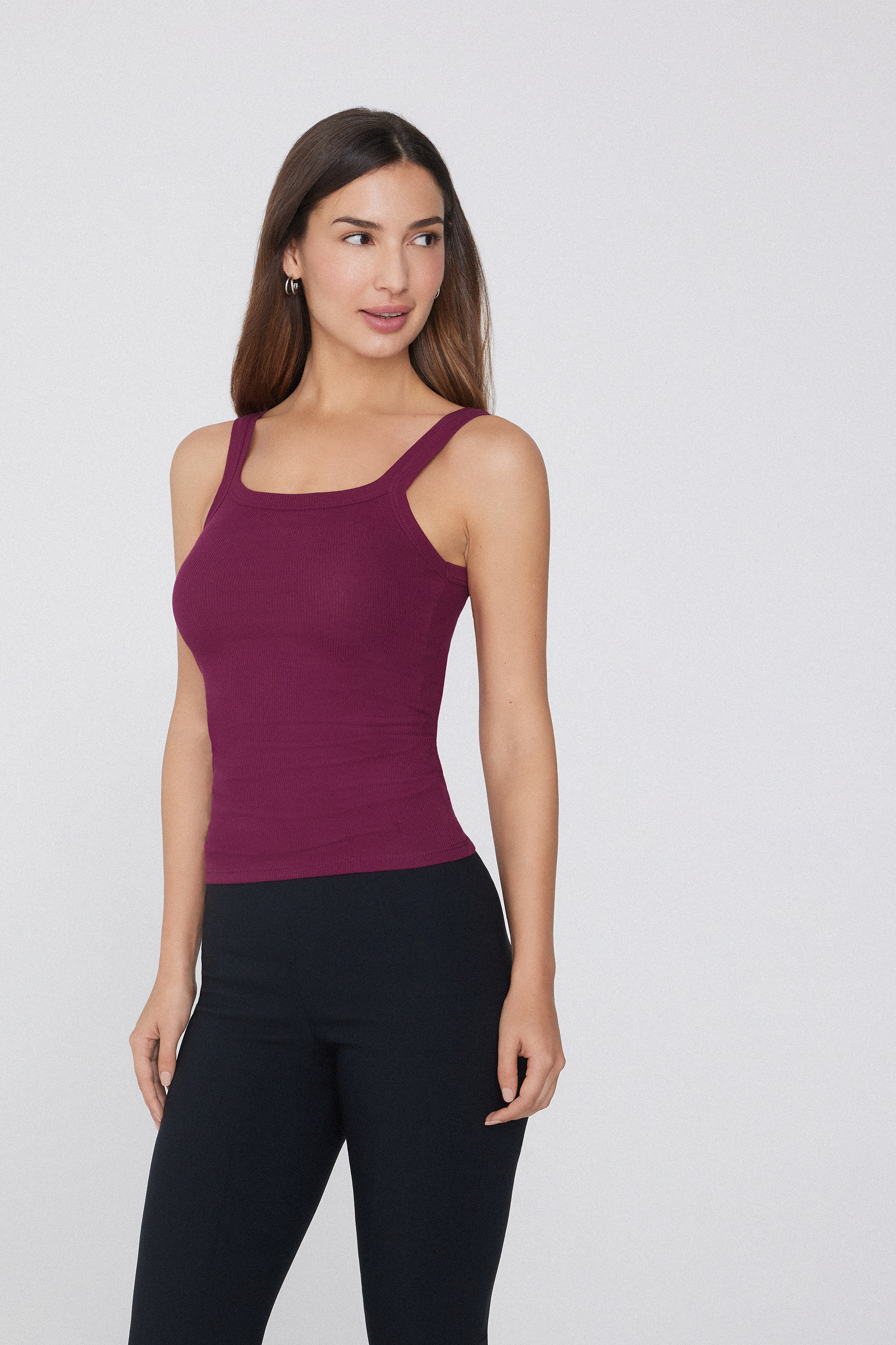 Square Neck Ribbed Cotton Camisole