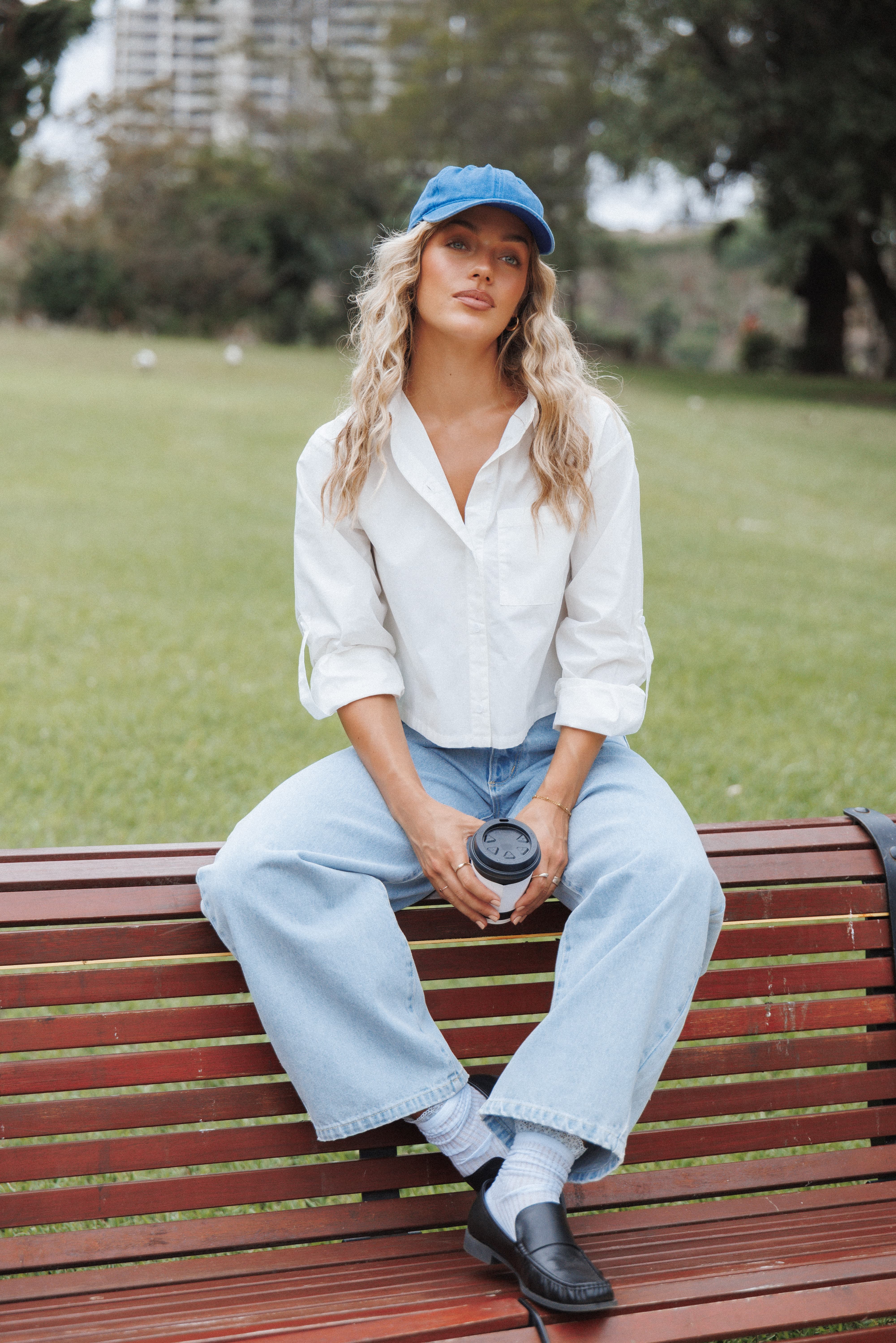 Bronagh Cropped Button Up Shirt - White