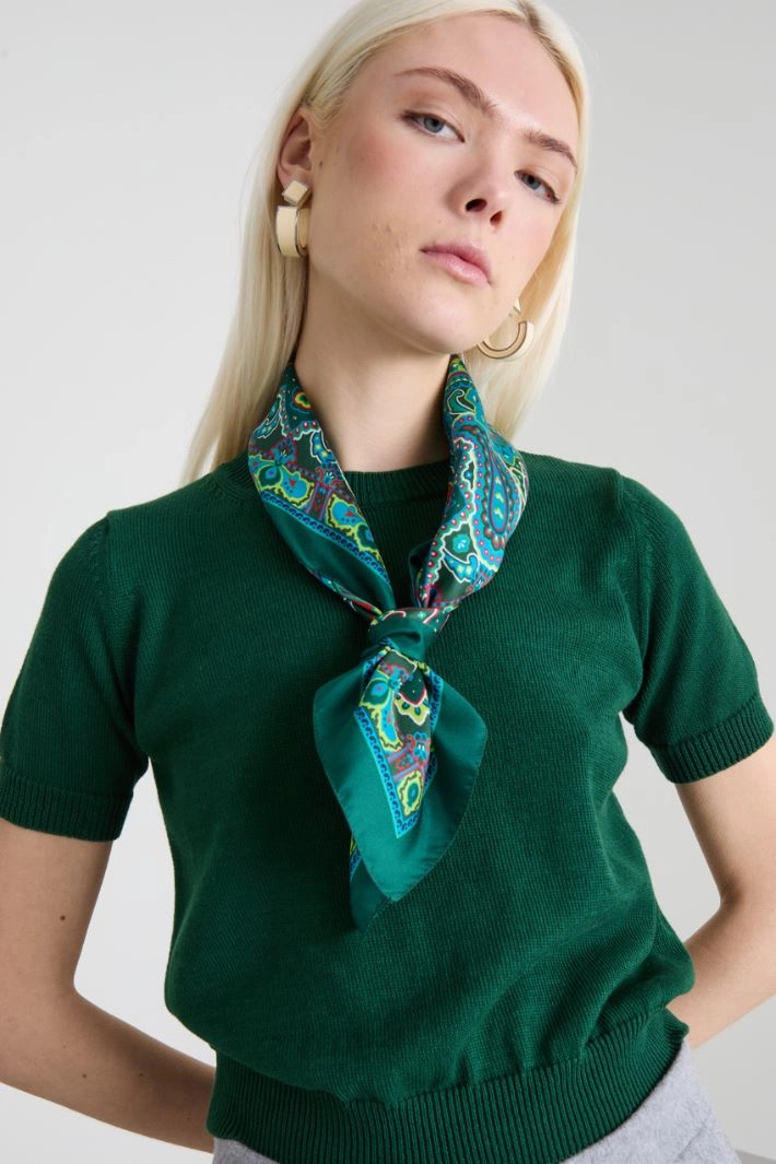 Silk twill scarf - GREEN