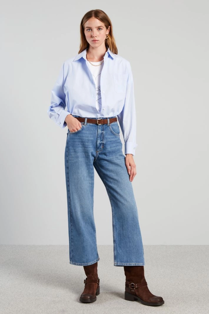 Boxy poplin shirt - LIGHT BLUE