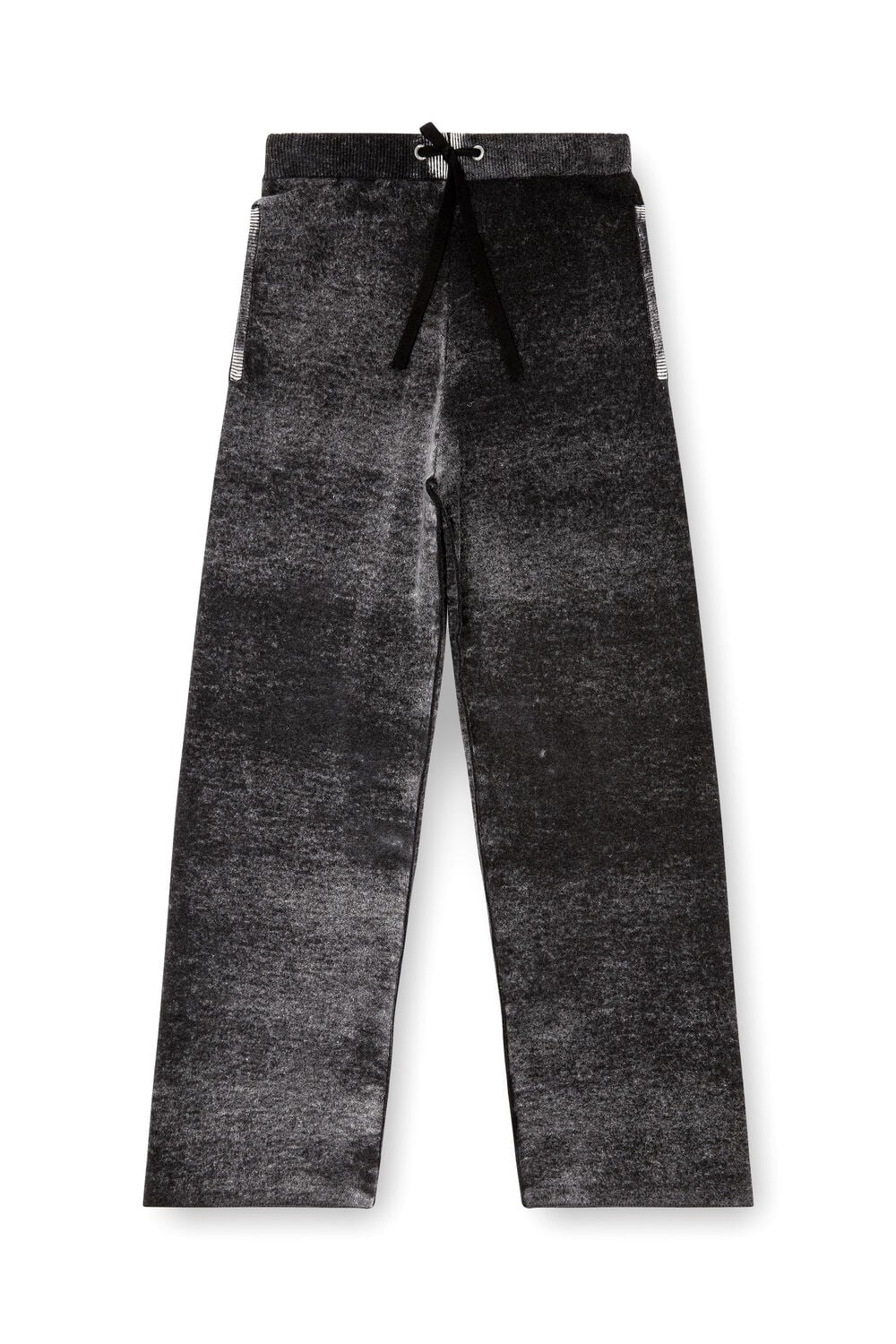 Reverse-print knitted wool track pants