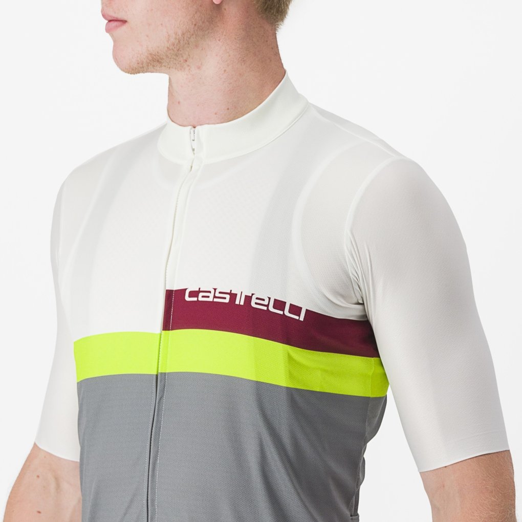 Castelli A Blocco Jersey Men - ivory/bordeaux-electric lime-sedona sage 365