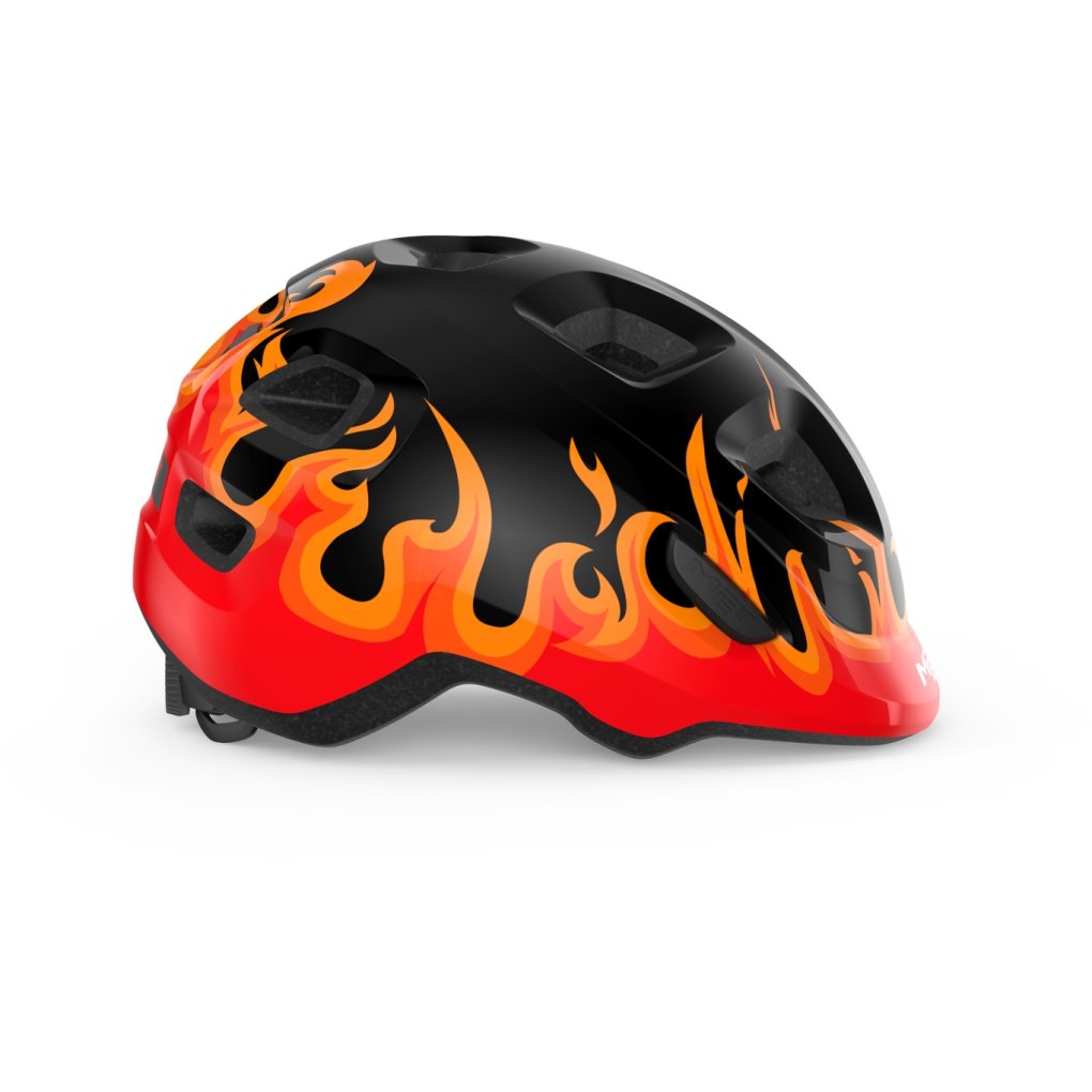MET Hooray Bike Helmet Kids - black flames glossy
