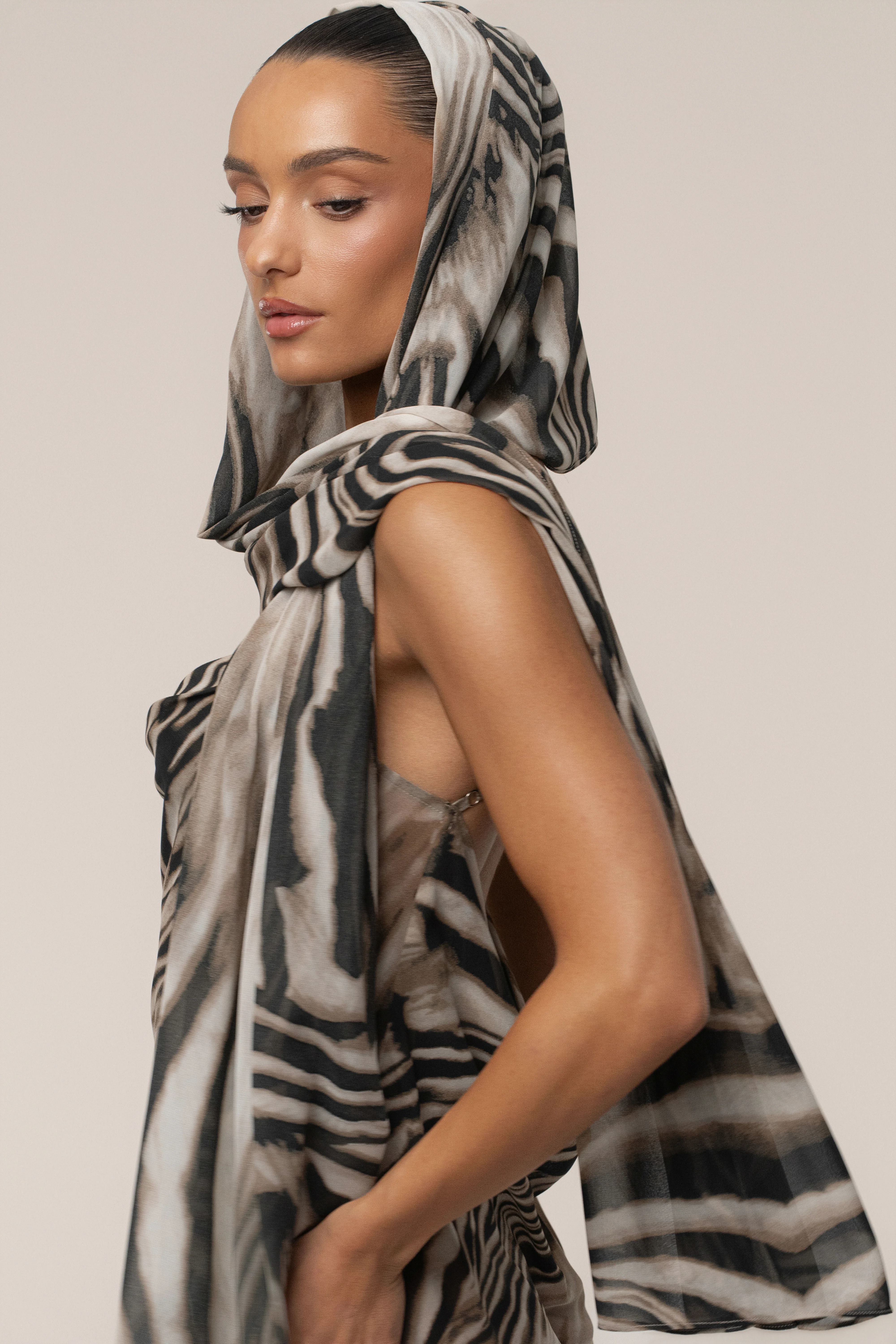 Brown Zebra Print Shadow Safari Scarf