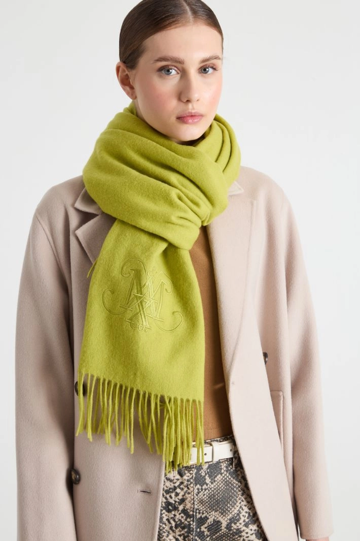 Embroidered wool stole - GREEN
