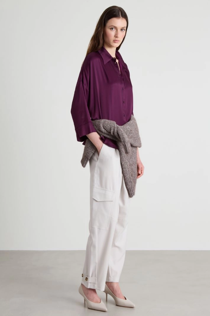 Wool cargo trousers - PEARL GREY