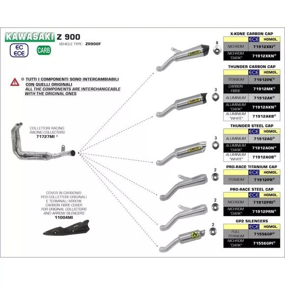 Arrow Racing HeaderRef : AW0724 / 71727MI