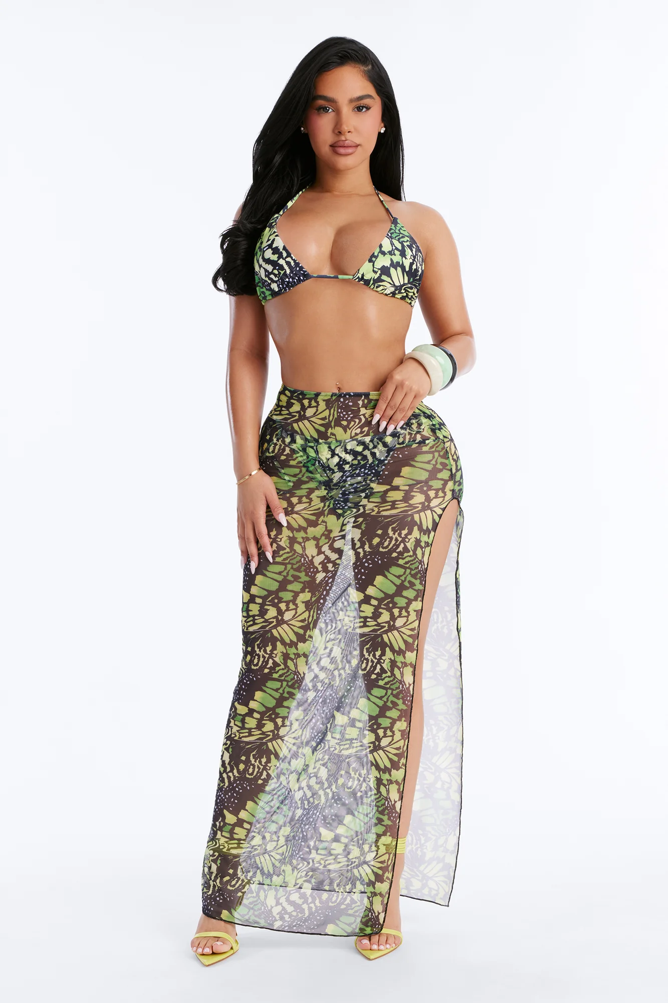 Fluttering By Bikini And Sarong - Green/combo