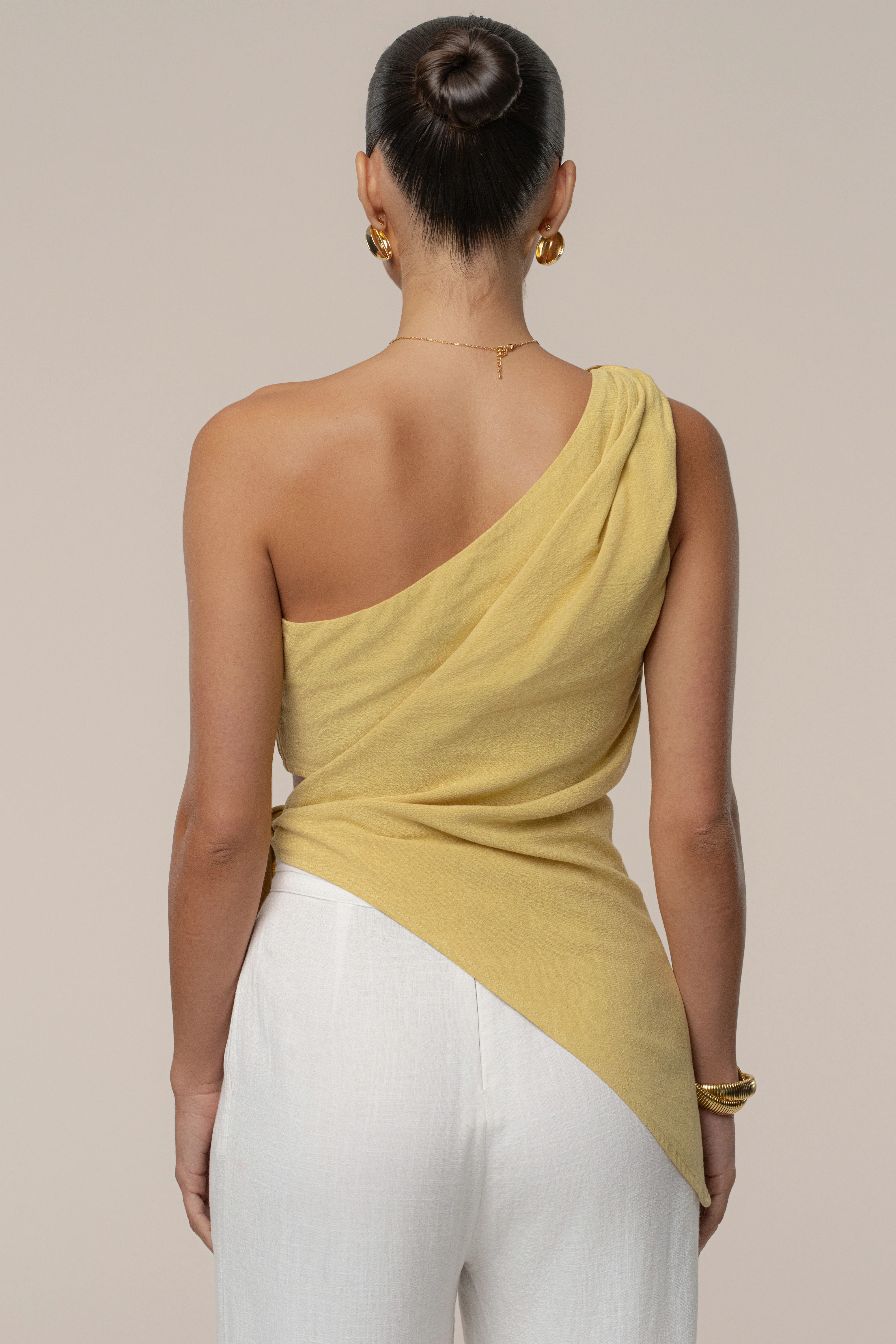 Yellow Palmera One Shoulder Top