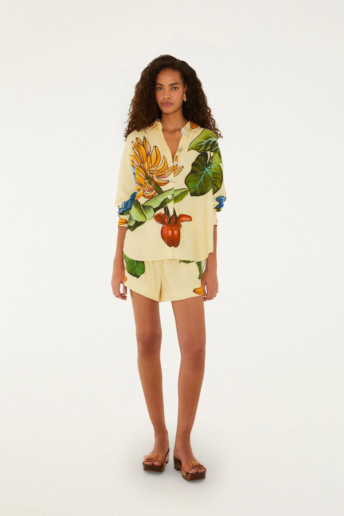 Yellow Banana Grapes Drawstring Shorts