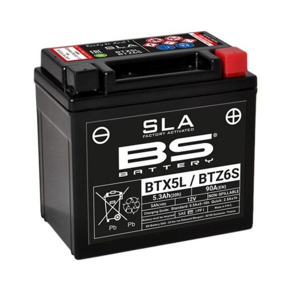 BS Battery SLA BTX5L/BTZ6S Closed Type Acid Battery Maintenance Free/Ready to UseRef: SLAYTX5L / 1080663