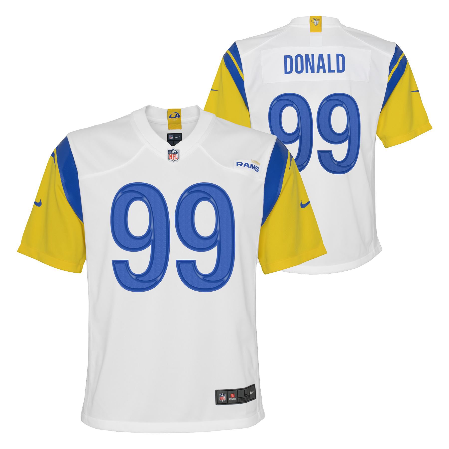 Aaron Donald #99 Los Angeles Rams Alternate Football NFL Jersey White (YOUTH)