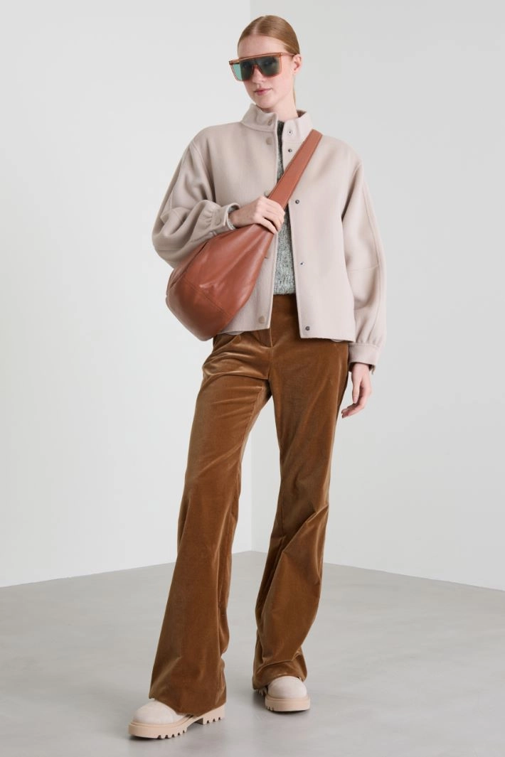 Pea coat with loose sleeves - LIGHT BEIGE