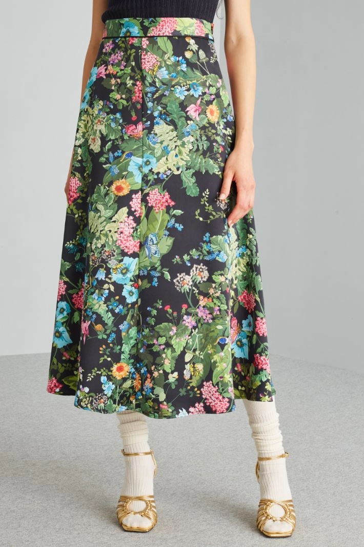 Floral skirt - BLACK GREEN