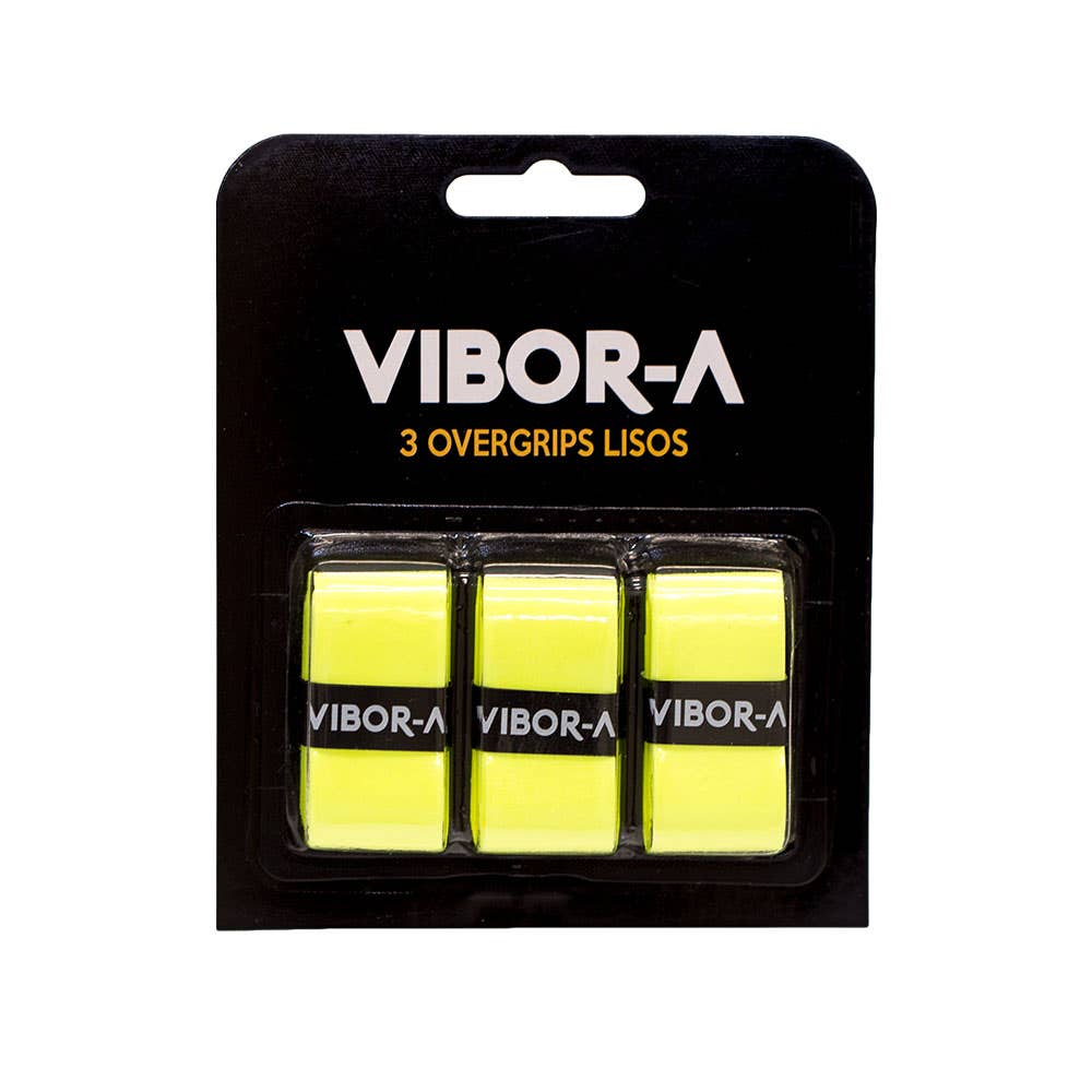 BLISTER PACK OF 3 SMOOTH FLUORESCENT YELLOW VIBOR-A PRO OVERGRIPS