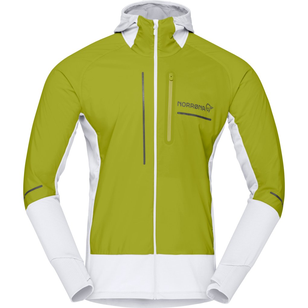Norrona senja Alpha90 Zip Hood Jacket Men - Golden Lime/Snow White