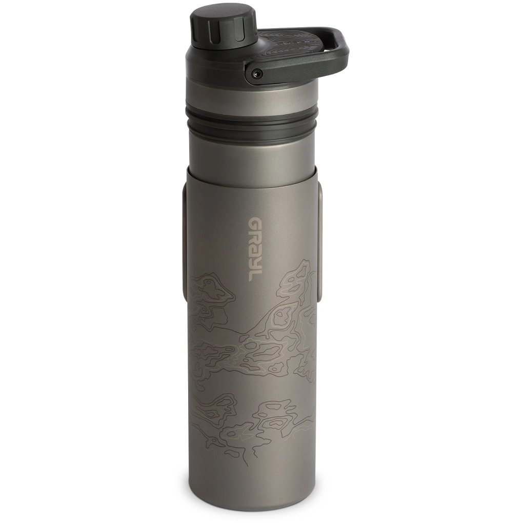 Grayl UltraPress Purifier Titanium Bottle with Water Filter - 500ml - Covert Black